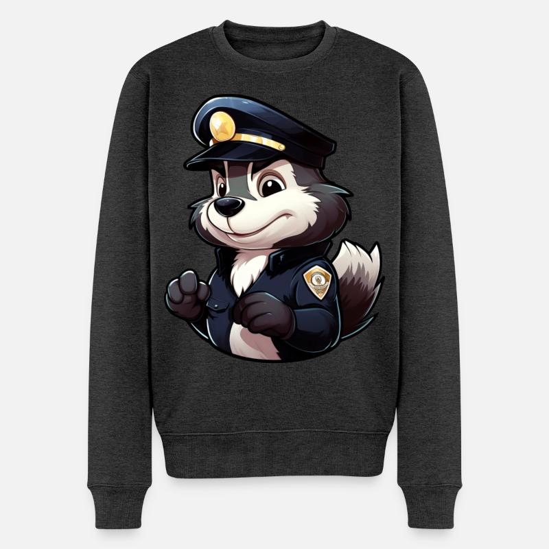 Polizei Stinktier - Männer Premium Bio Pullover - Anthrazit meliert