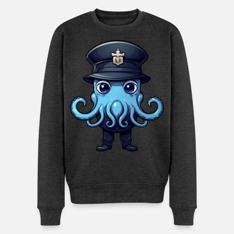 Polizei Tintenfisch - Männer Premium Bio Pullover - Anthrazit meliert