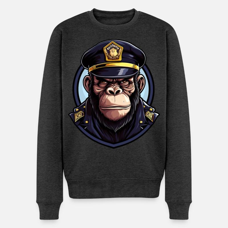 Affen Polizei - Männer Premium Bio Pullover - Anthrazit meliert