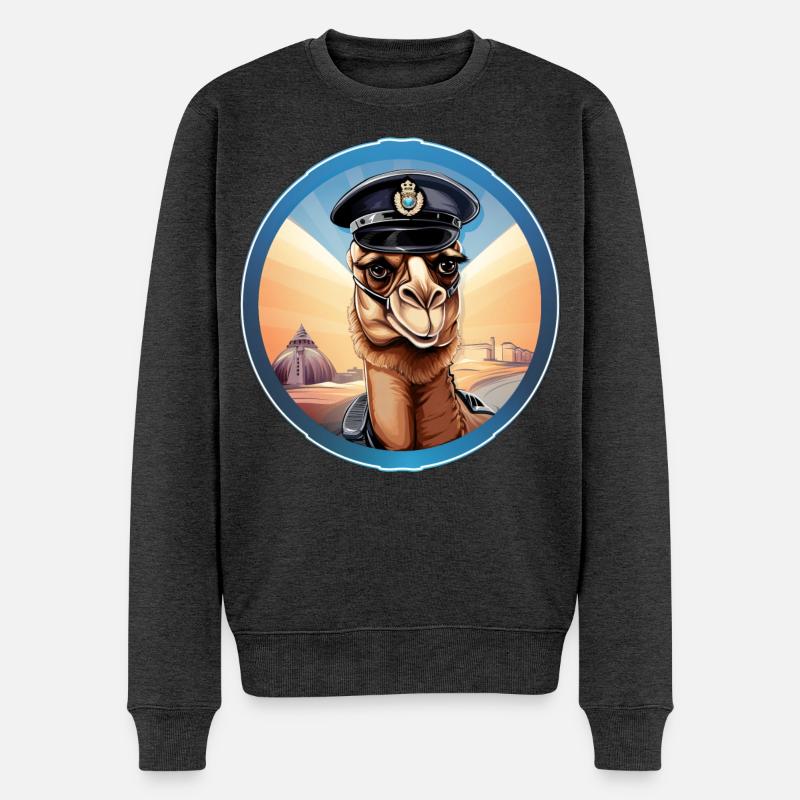 Polizei Kamel - Männer Premium Bio Pullover - Anthrazit meliert