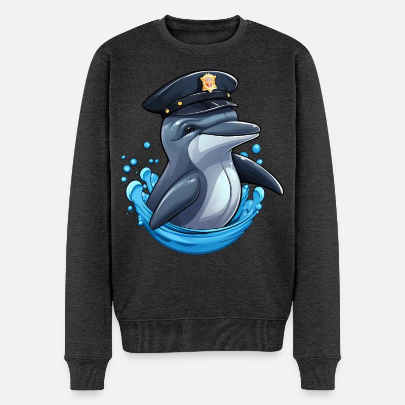 Delfine Polizei - Männer Premium Bio Pullover - Anthrazit meliert