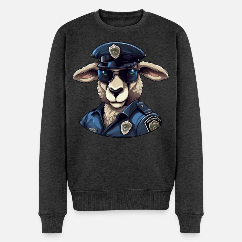 Schaf Polizist - Männer Premium Bio Pullover - Anthrazit meliert