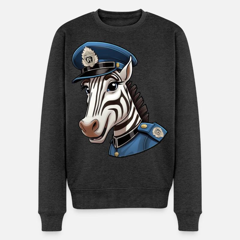 Polizei Zebra - Männer Premium Bio Pullover - Anthrazit meliert