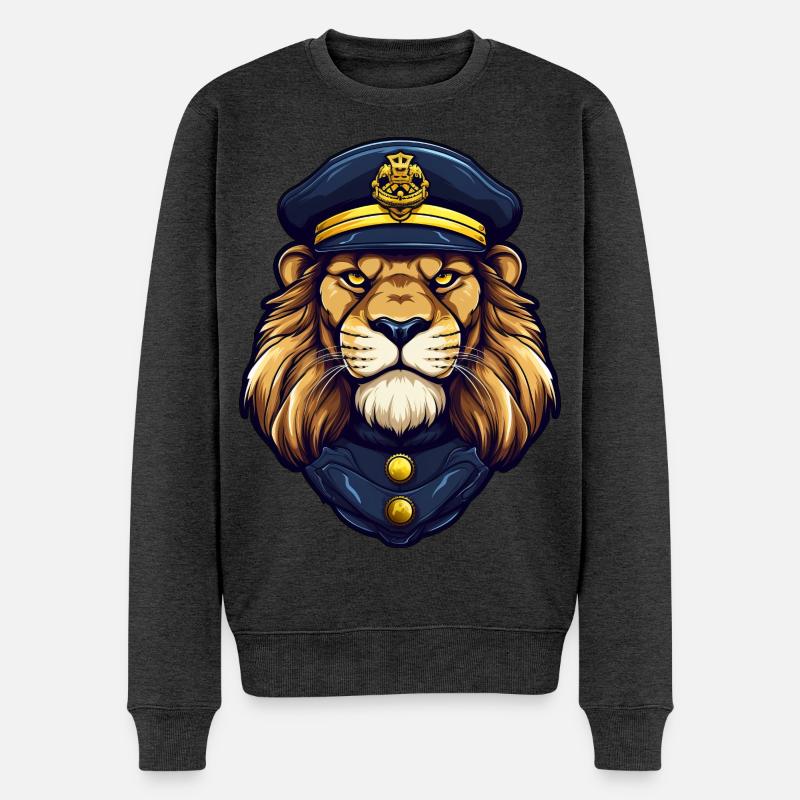 Löwen Polizistin - Männer Premium Bio Pullover - Anthrazit meliert