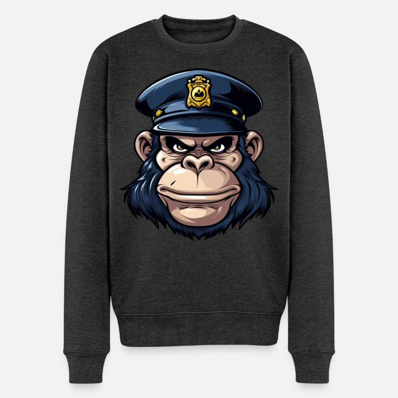 Affen Polizist - Männer Premium Bio Pullover - Anthrazit meliert