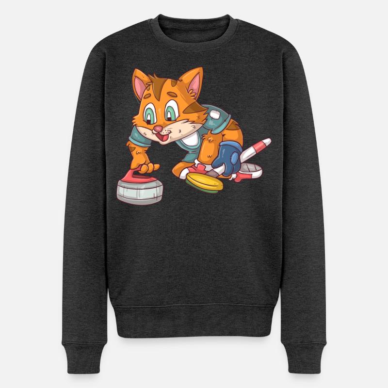 Chat de curling - Pull Premium bio Homme - anthracite chiné