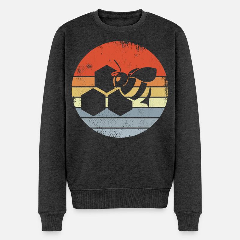 Honigbiene Zeichnung - Männer Premium Bio Pullover - Anthrazit meliert