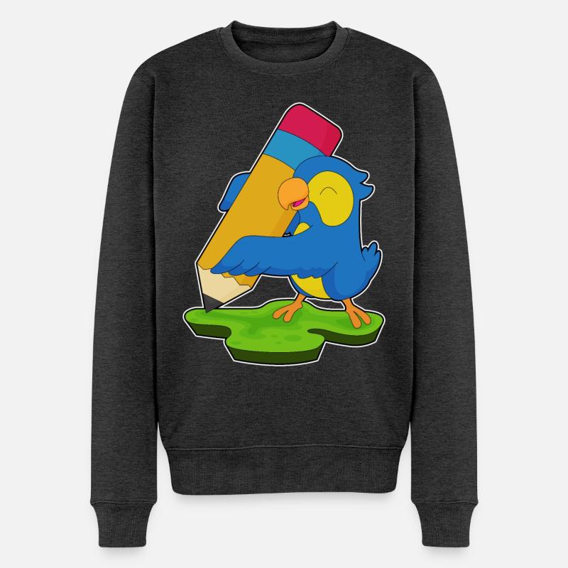 École de crayon Perroquet Pupil - Pull Premium bio Homme - anthracite chiné