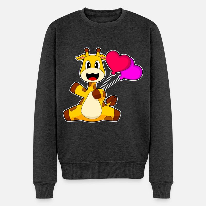 Giraffe Luftballon - Männer Premium Bio Pullover - Anthrazit meliert