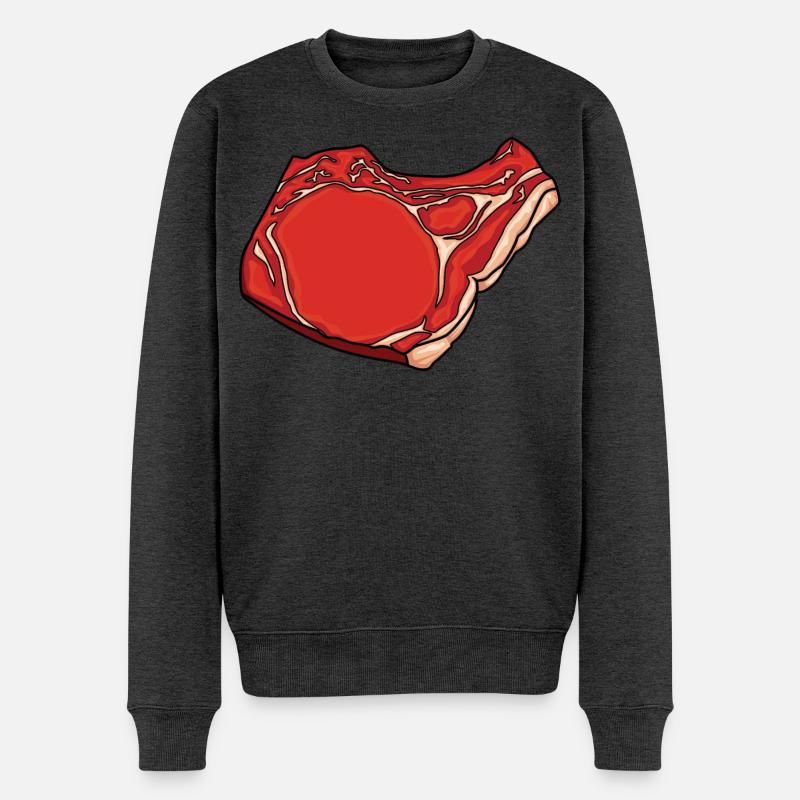 Dessin de steak - Pull Premium bio Homme - anthracite chiné