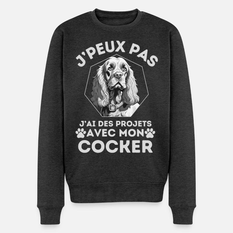 j ai des projets avec mon cocker chien mignon 1 - Pull Premium bio Homme - anthracite chiné