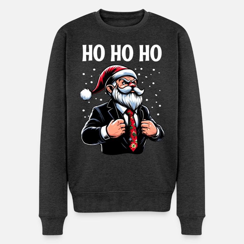 Chef Wichtel Ho Ho Ho - Männer Premium Bio Pullover - Anthrazit meliert