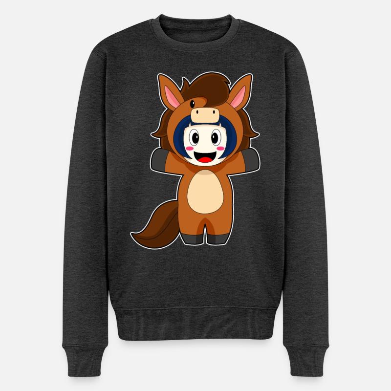 Pferd Mädchen Kostüm - Männer Premium Bio Pullover - Anthrazit meliert