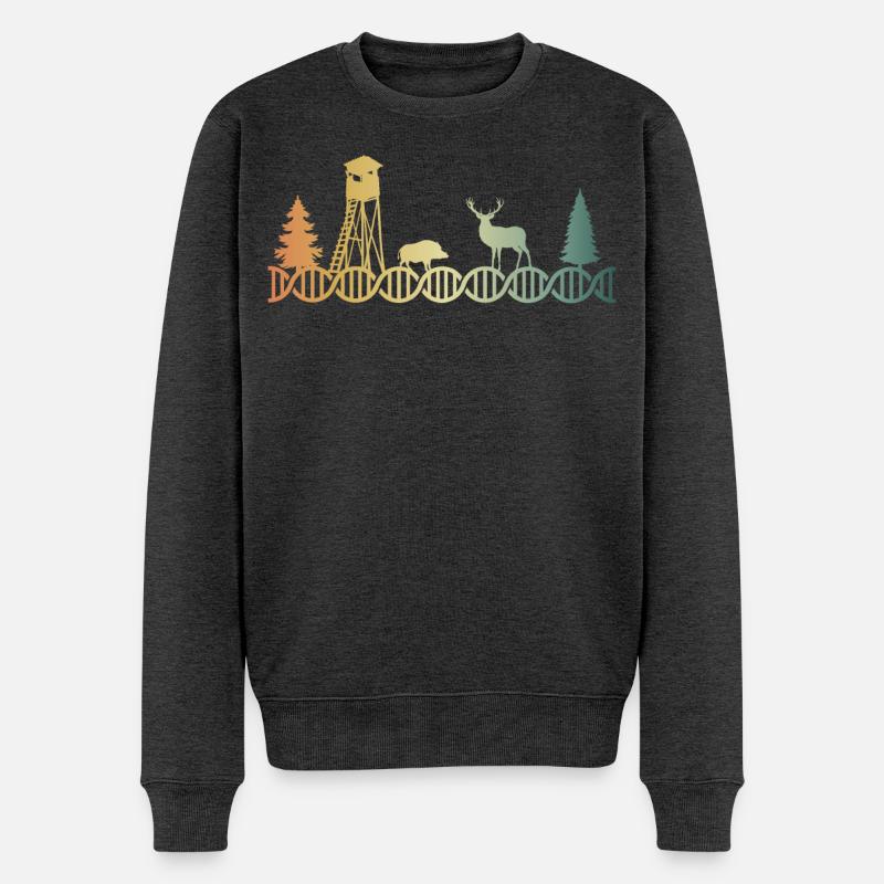 Hochsitz Jäger Jagen DNA - Männer Premium Bio Pullover - Anthrazit meliert