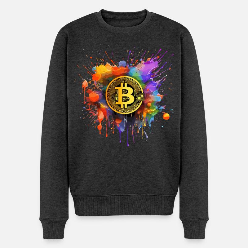 Bitcoin color Splash - Männer Premium Bio Pullover - Anthrazit meliert