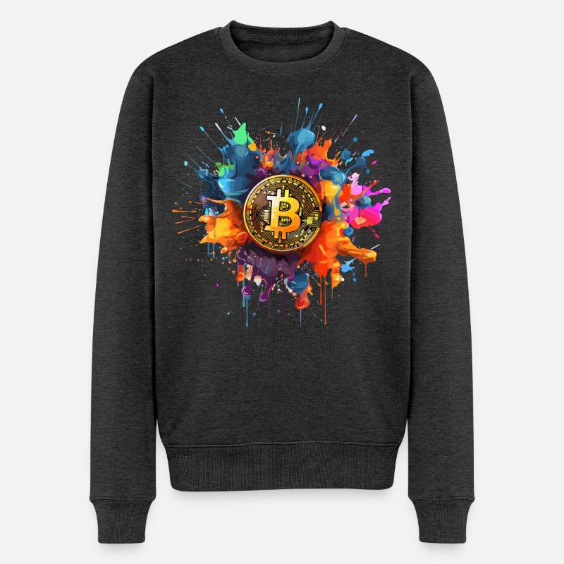 Le bitcoin - Pull Premium bio Homme - anthracite chiné