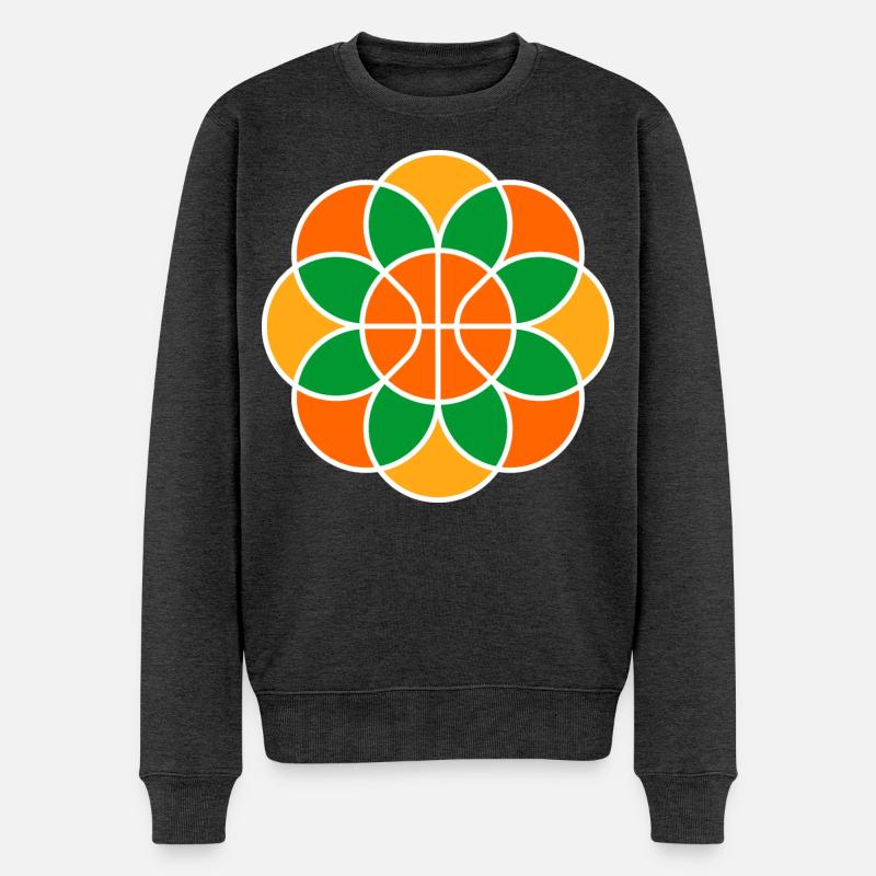 Basketball-Blumen-Mandala - Männer Premium Bio Pullover - Anthrazit meliert