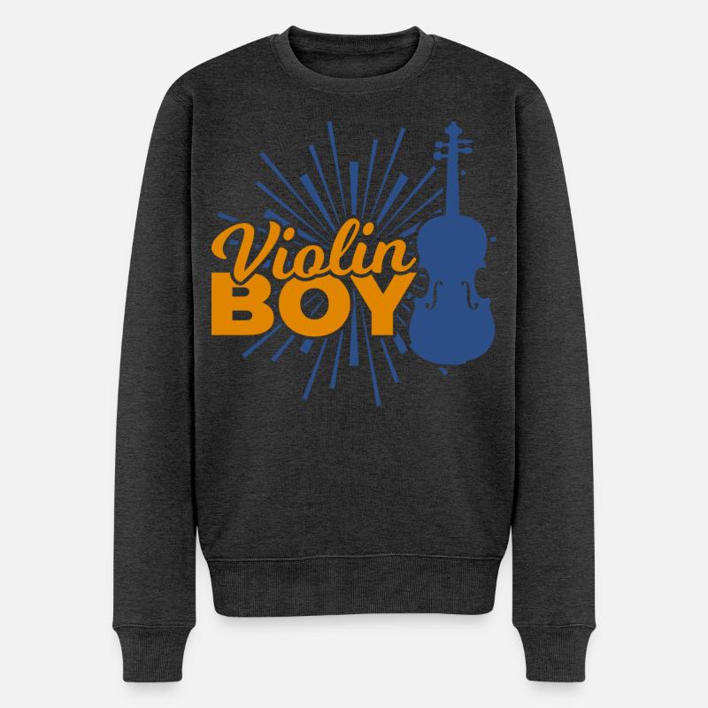 Geigen Junge - Männer Premium Bio Pullover - Anthrazit meliert