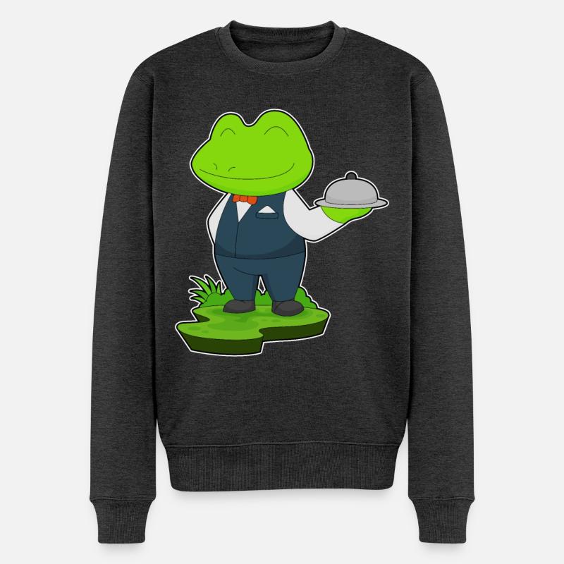 Frosch Koch Servierglocke Kochen - Männer Premium Bio Pullover - Anthrazit meliert