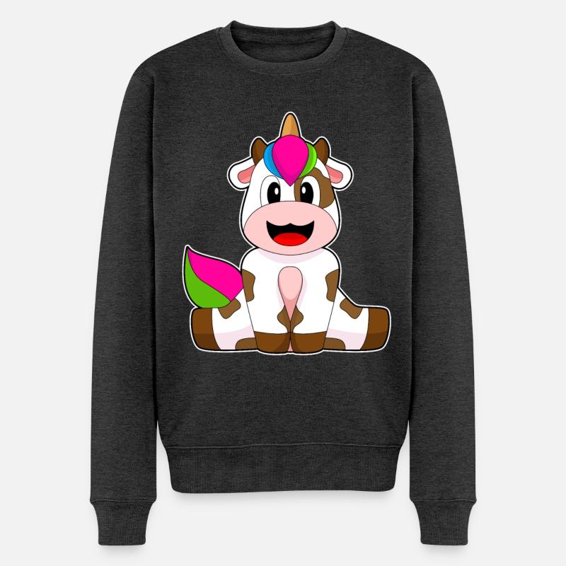 Kuh Einhorn - Männer Premium Bio Pullover - Anthrazit meliert