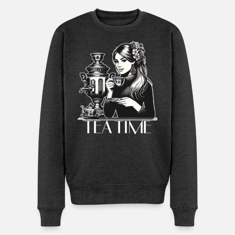 Samowar Teezeit Frau Geschenk - Männer Premium Bio Pullover - Anthrazit meliert