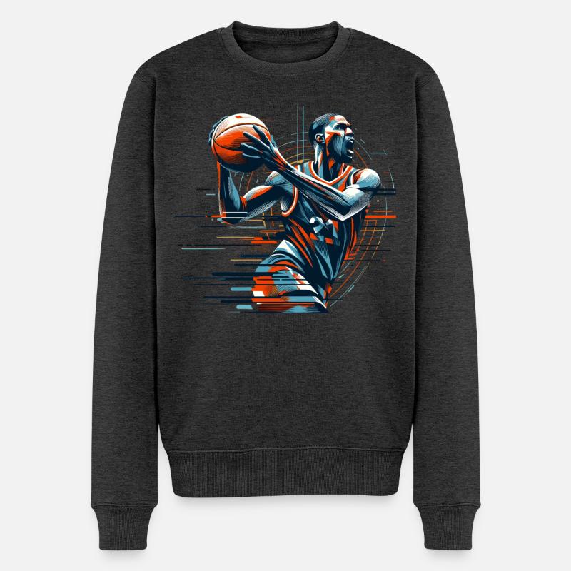 Cadeau dynamique de basket-ball - Pull Premium bio Homme - anthracite chiné