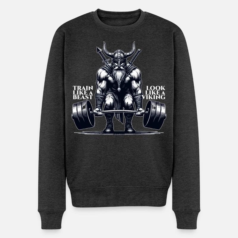 Wikinger Kreuzheben Geschenk - Männer Premium Bio Pullover - Anthrazit meliert