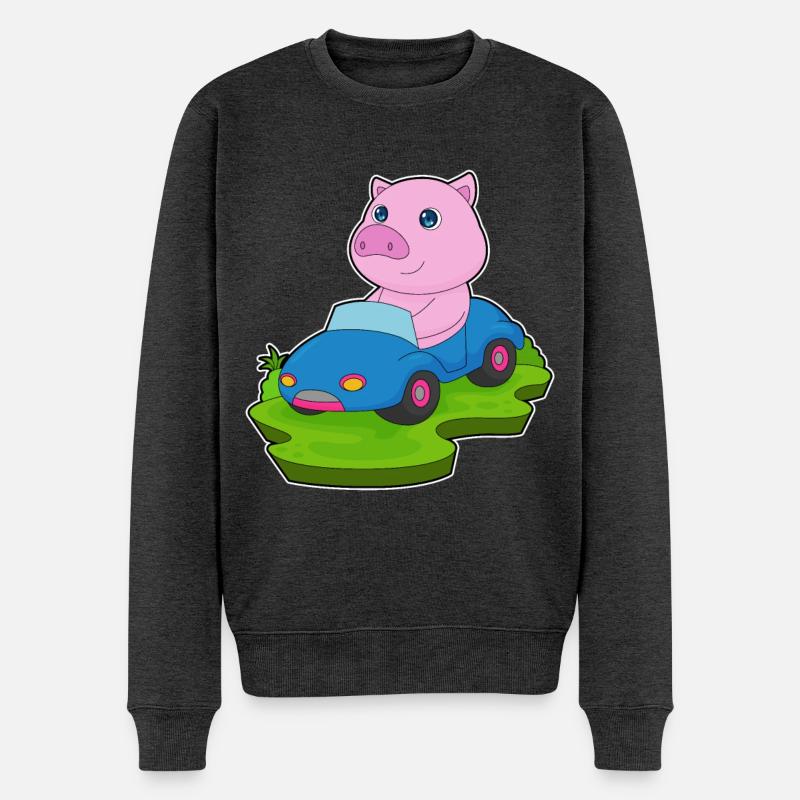 Voiture à cochon - Pull Premium bio Homme - anthracite chiné