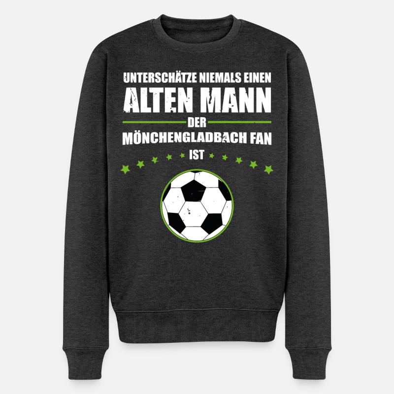 Alter Mann - Mönchengladbach Fan | Retro Vintage - Männer Premium Bio Pullover - Anthrazit meliert