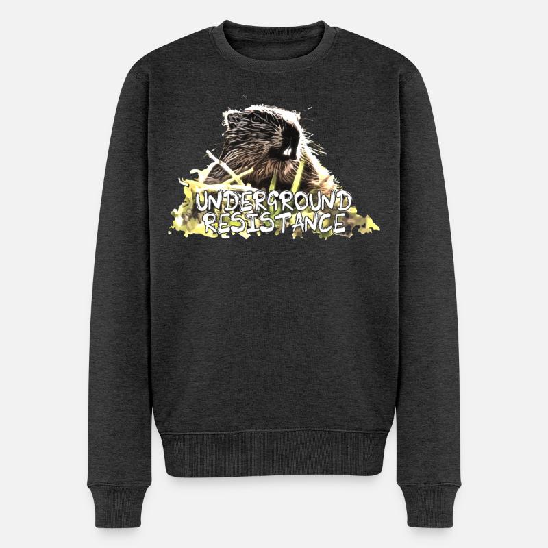 Kult Murmeltier - Underground Resistance - Männer Premium Bio Pullover - Anthrazit meliert