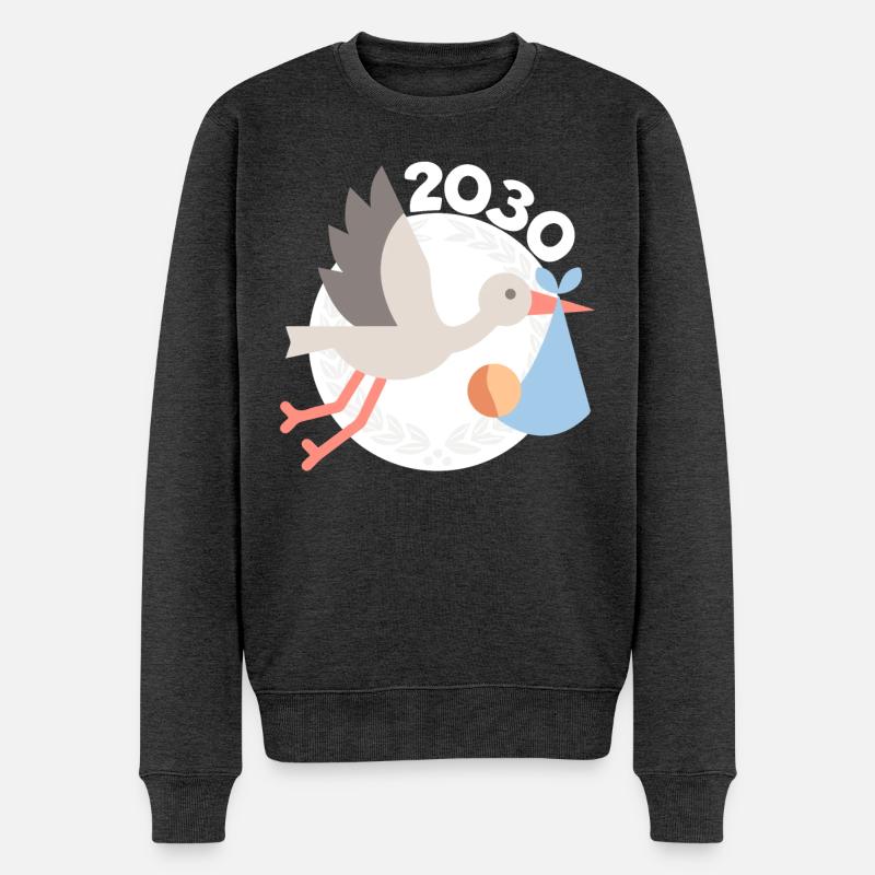 Cigogne avec bébé 2030 - Pull Premium bio Homme - anthracite chiné