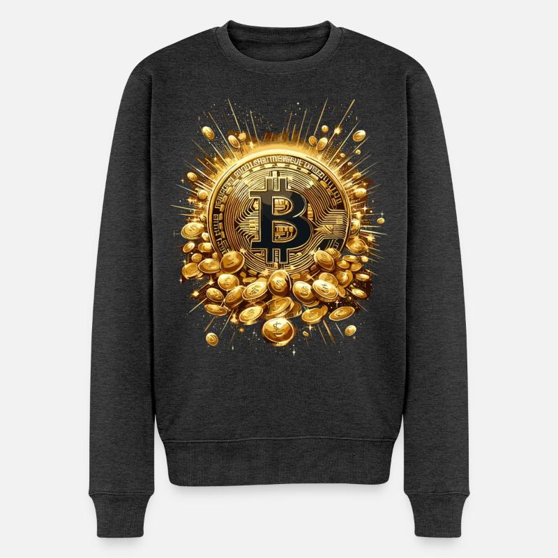 Explosion de Bitcoin Crypto Enthousiastes - Pull Premium bio Homme - anthracite chiné