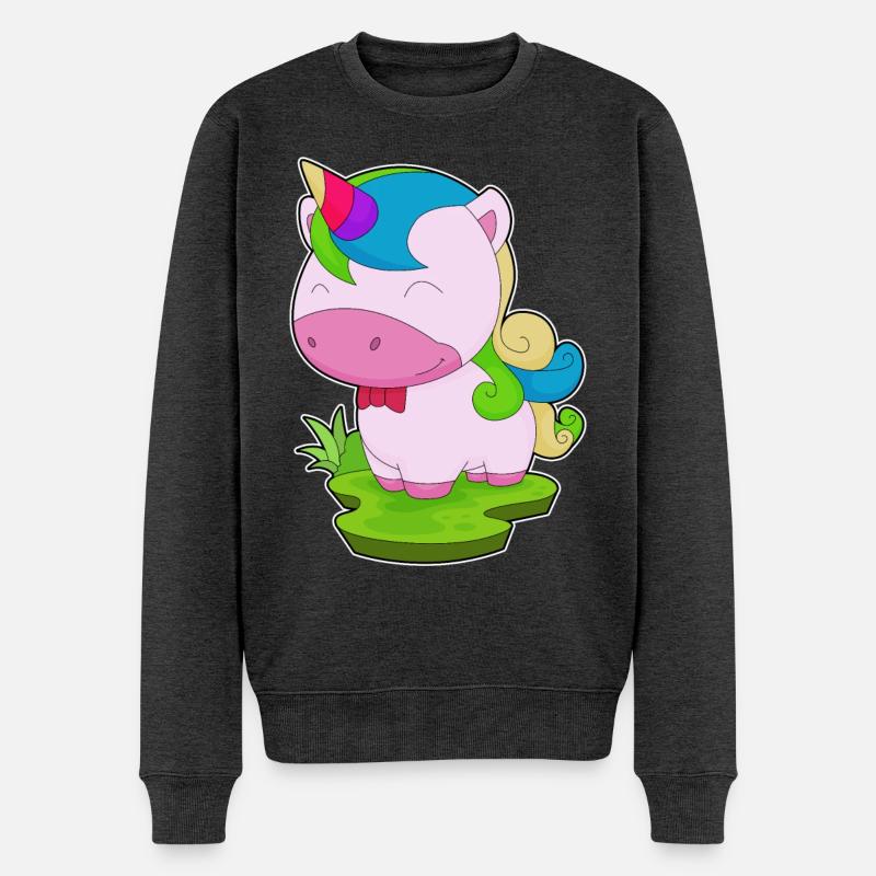 Einhorn Fliege - Männer Premium Bio Pullover - Anthrazit meliert