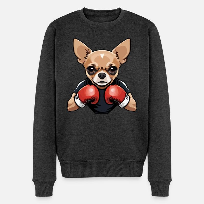 Chihuahua Boxer - Männer Premium Bio Pullover - Anthrazit meliert