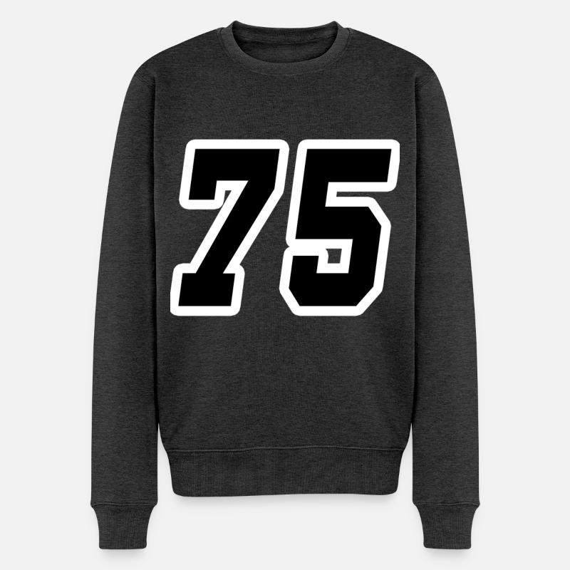 Nummer fünfundsiebzig 75 - Männer Premium Bio Pullover - Anthrazit meliert