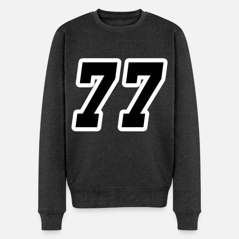 Nummer siebenundsiebzig 77 - Männer Premium Bio Pullover - Anthrazit meliert