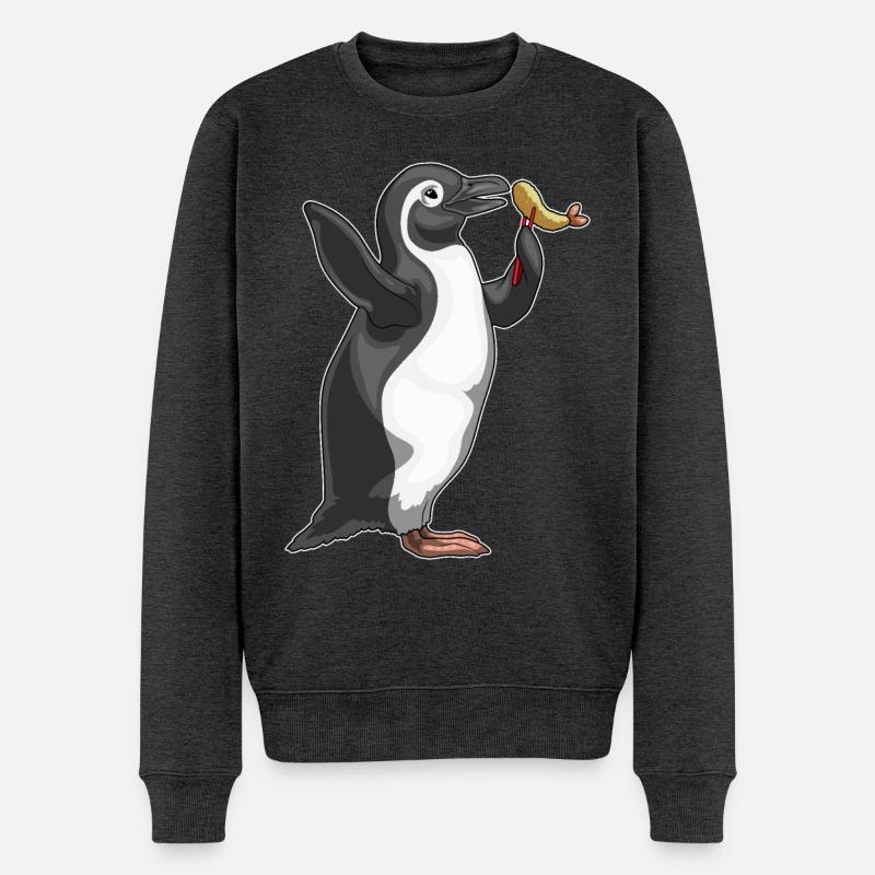 Pinguin Fisch Tempura - Männer Premium Bio Pullover - Anthrazit meliert
