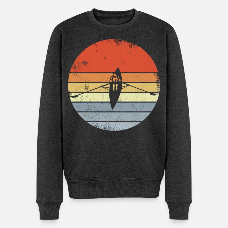 Vintage Ruderboot Zeichnung - Männer Premium Bio Pullover - Anthrazit meliert
