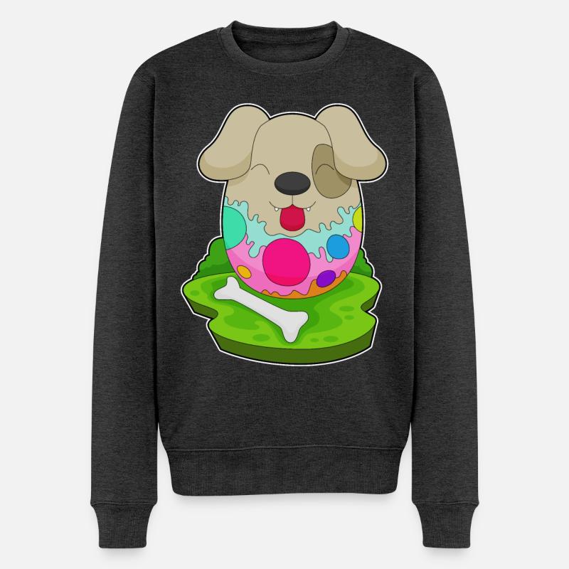 Hund Ostern Osterei - Männer Premium Bio Pullover - Anthrazit meliert