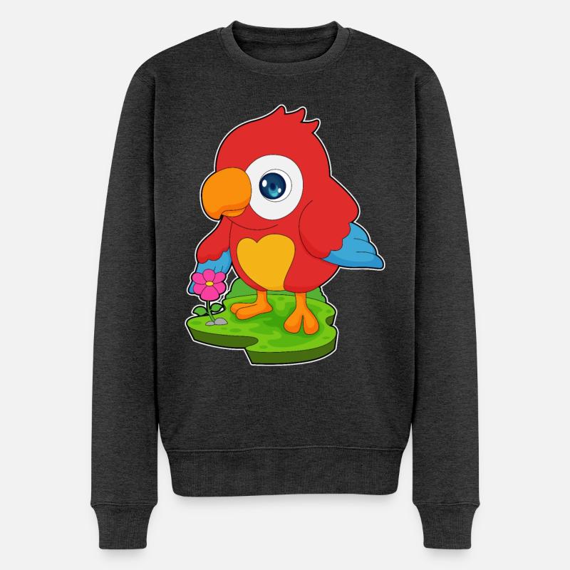 Papagei Blume - Männer Premium Bio Pullover - Anthrazit meliert