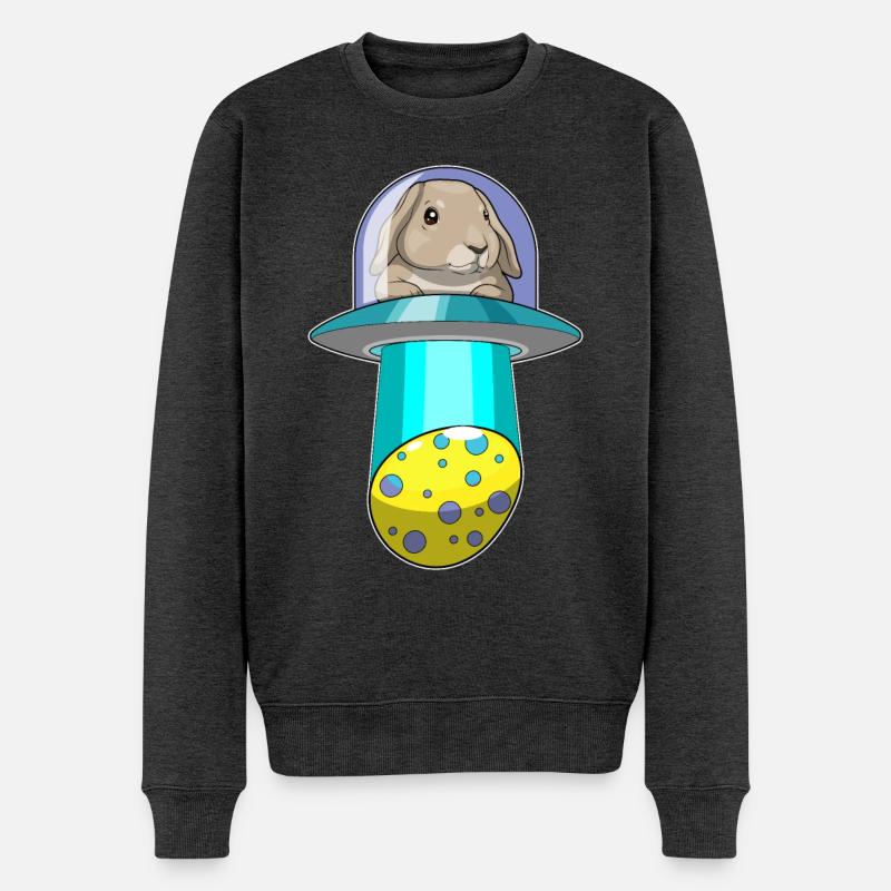 Hase Ostern Raumschiff - Männer Premium Bio Pullover - Anthrazit meliert