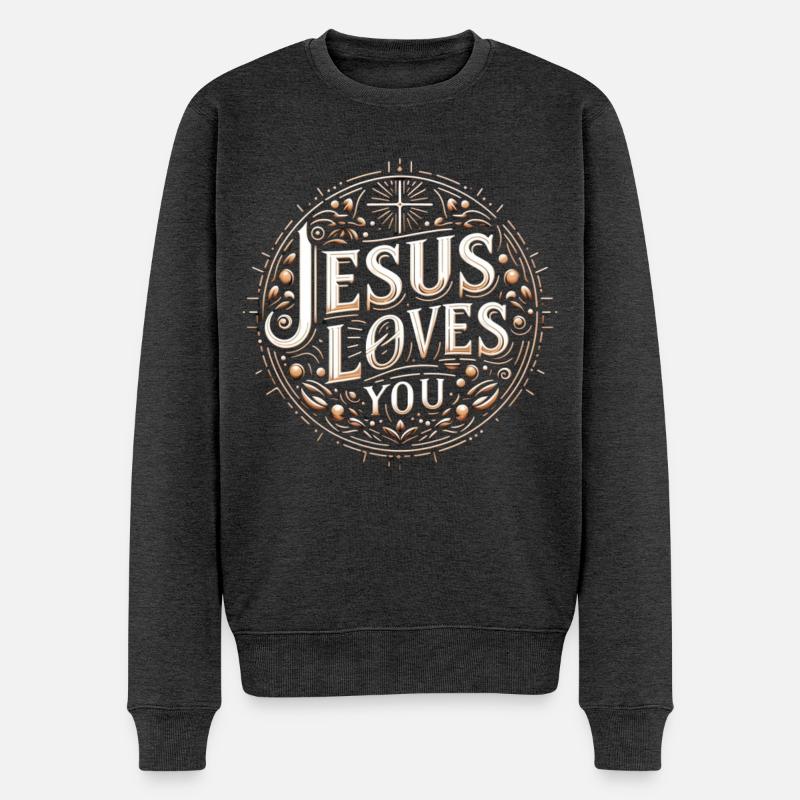 Cercle de Jésus t’aime - Pull Premium bio Homme - anthracite chiné