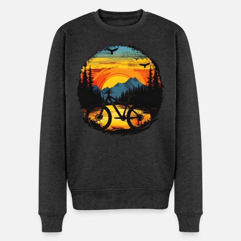 Mountainbiking Porträt - Männer Premium Bio Pullover - Anthrazit meliert