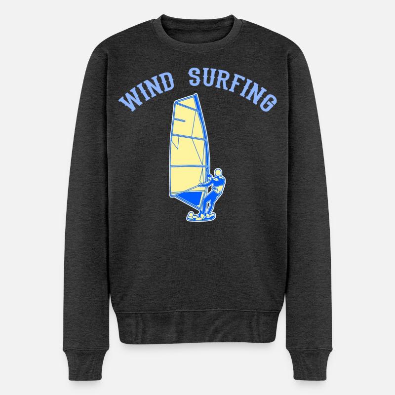 Windsurfen - Männer Premium Bio Pullover - Anthrazit meliert