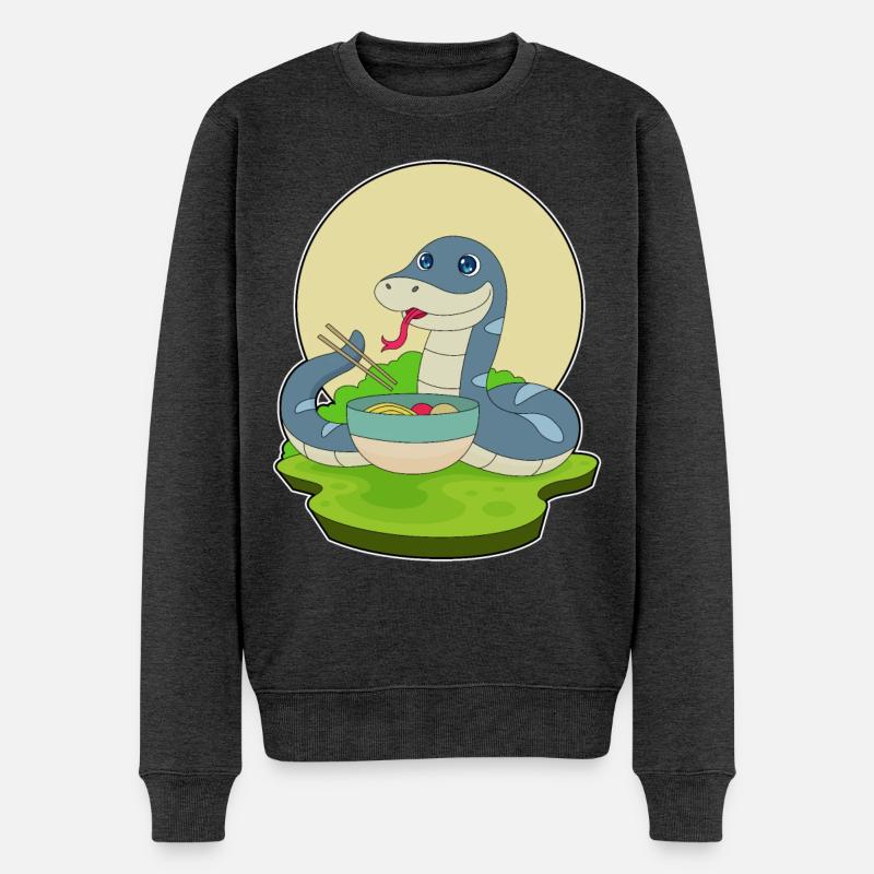Cuisinière serpent cuisine de ramen - Pull Premium bio Homme - anthracite chiné