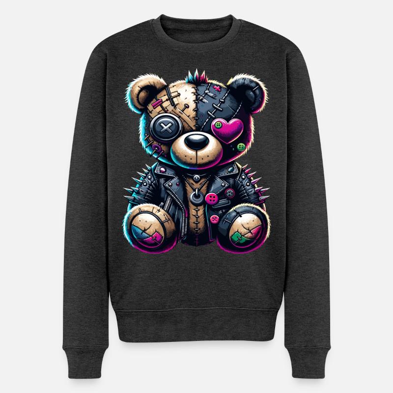 Ours en peluche Punk Emo - Pull Premium bio Homme - anthracite chiné
