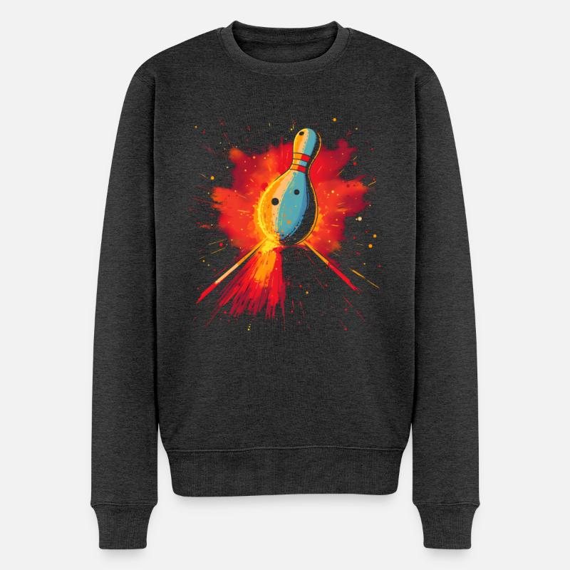 Bowling Retrowave - Männer Premium Bio Pullover - Anthrazit meliert