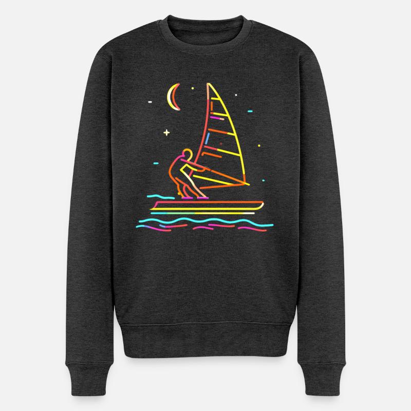 Windsurfen Steamwave - Männer Premium Bio Pullover - Anthrazit meliert