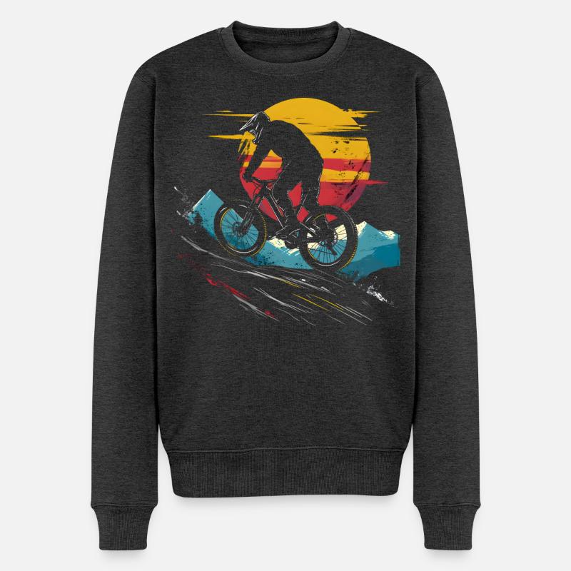 Mountainbiking Porträt - Männer Premium Bio Pullover - Anthrazit meliert