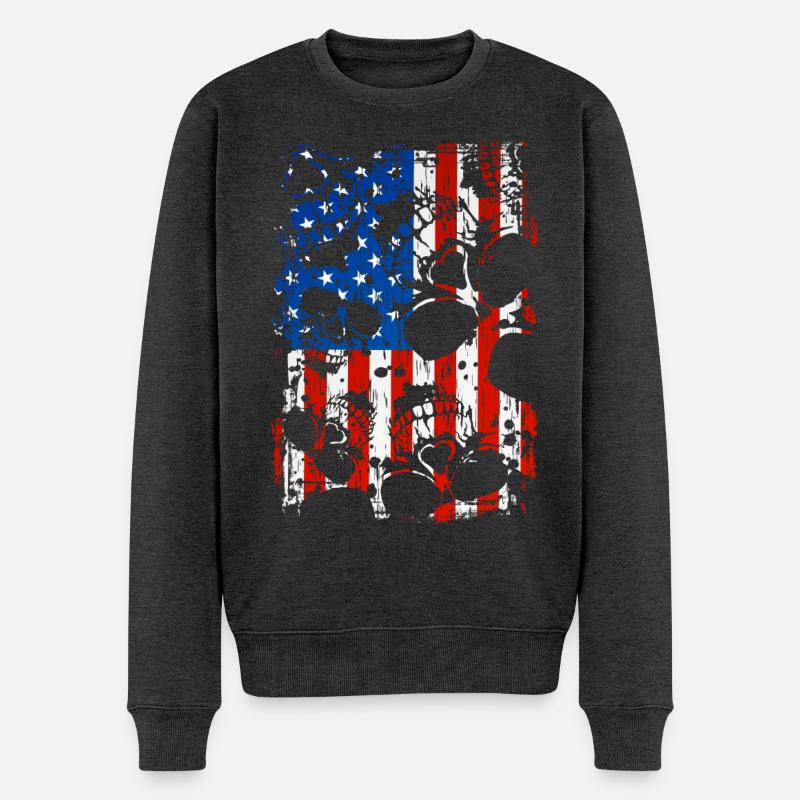 Crâne USA Pride - Pull Premium bio Homme - anthracite chiné